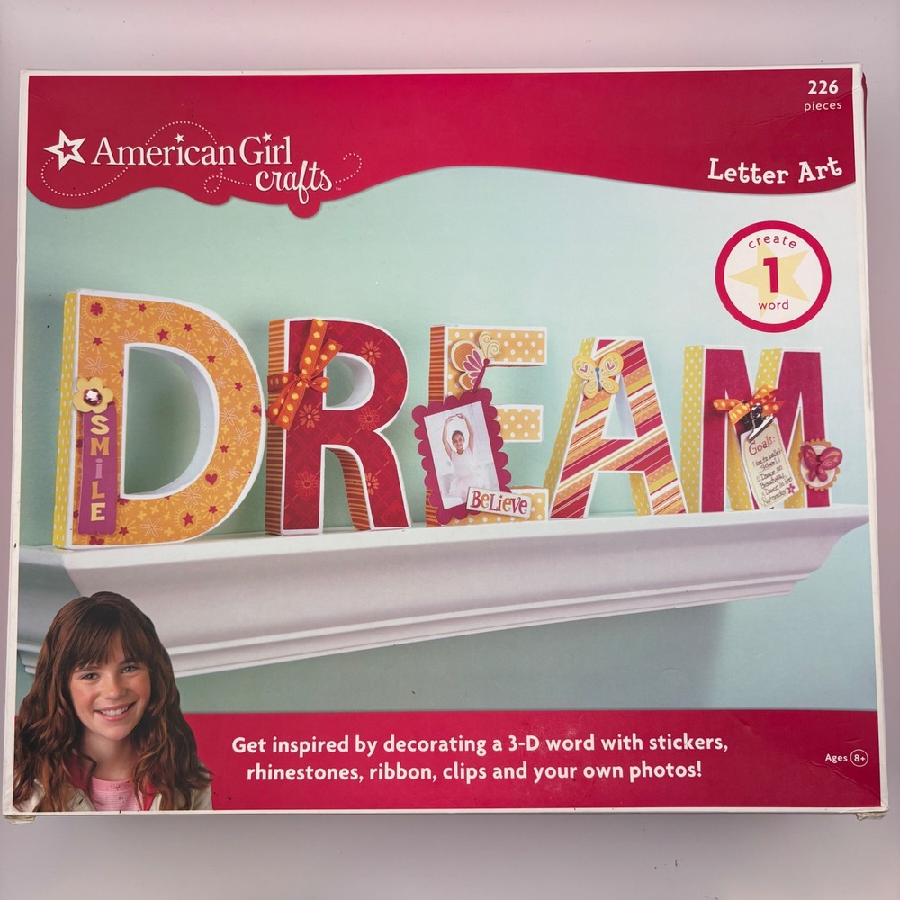 American Girl Crafts Letter Art Kit 3D Word DREAM Stickers Ribbons New Sealed 8+